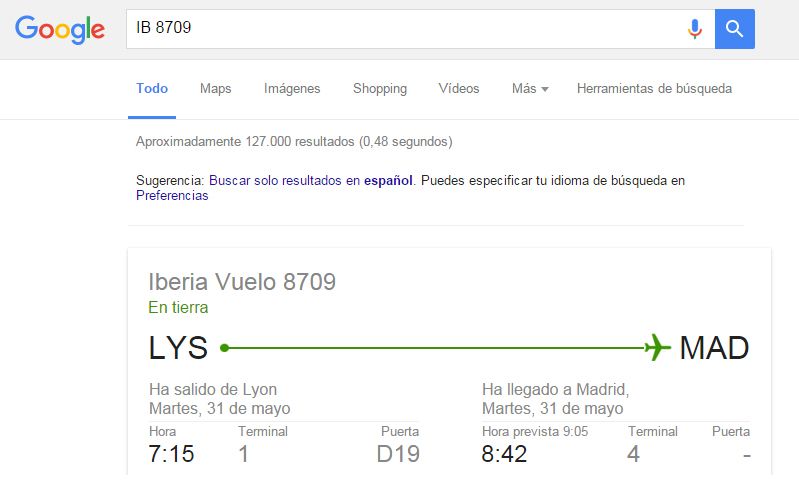 Cómo buscar en Google: estado vuelo